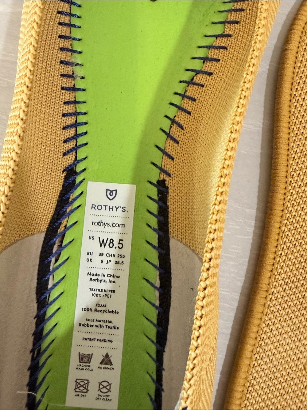 Rothy's Mustard Mustard Yellow Pointed Knit Flats - Picture 8 of 10